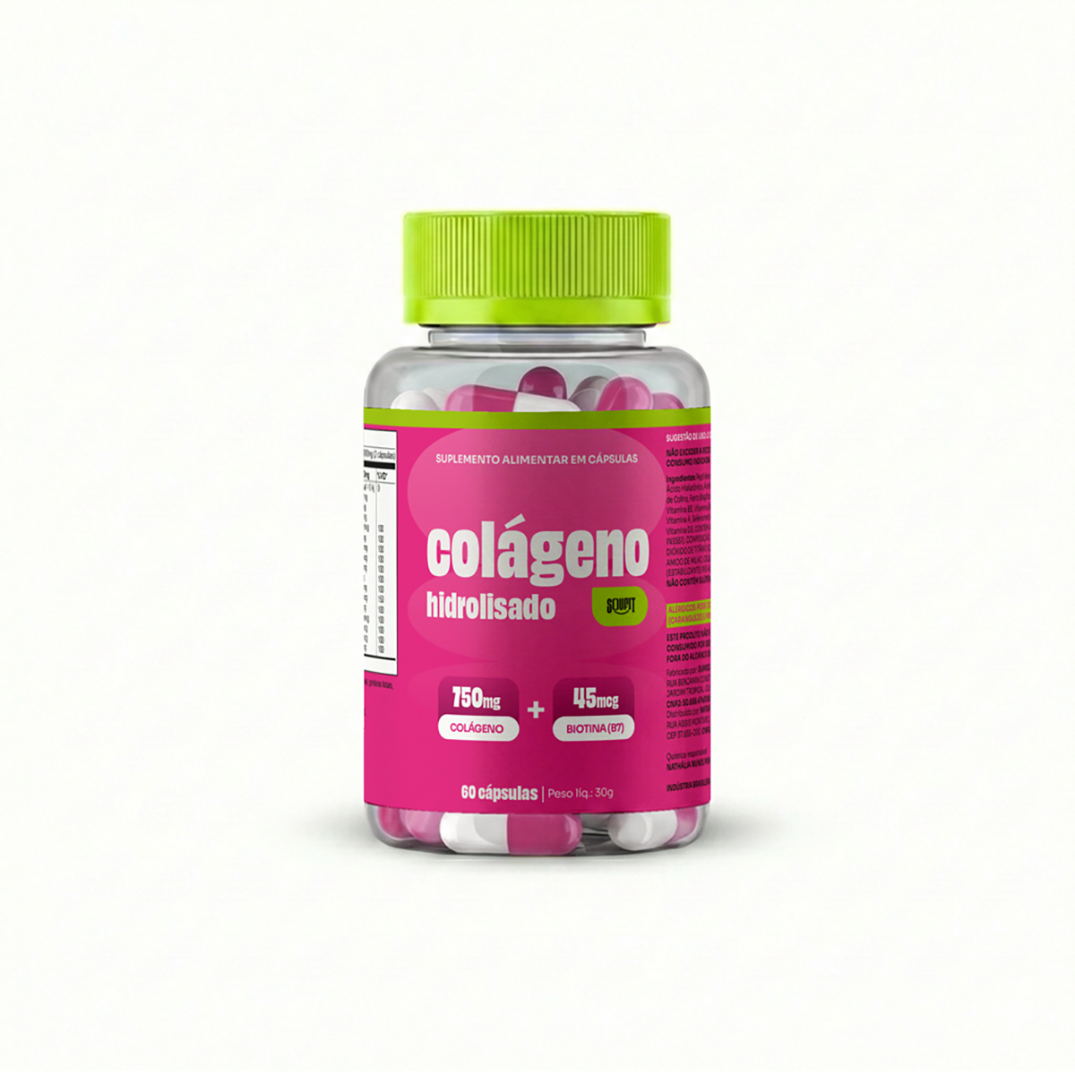 Colágeno Hidrolisado 750mg + Biotina 45mcg 60 Cápsulas