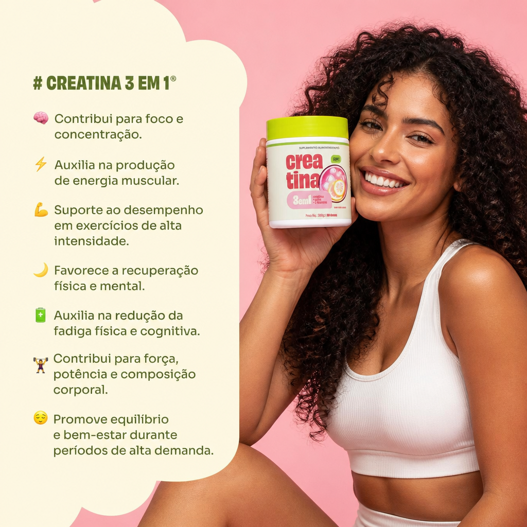 Creatina 3 em 1 com GABA + L-Teanina 300g