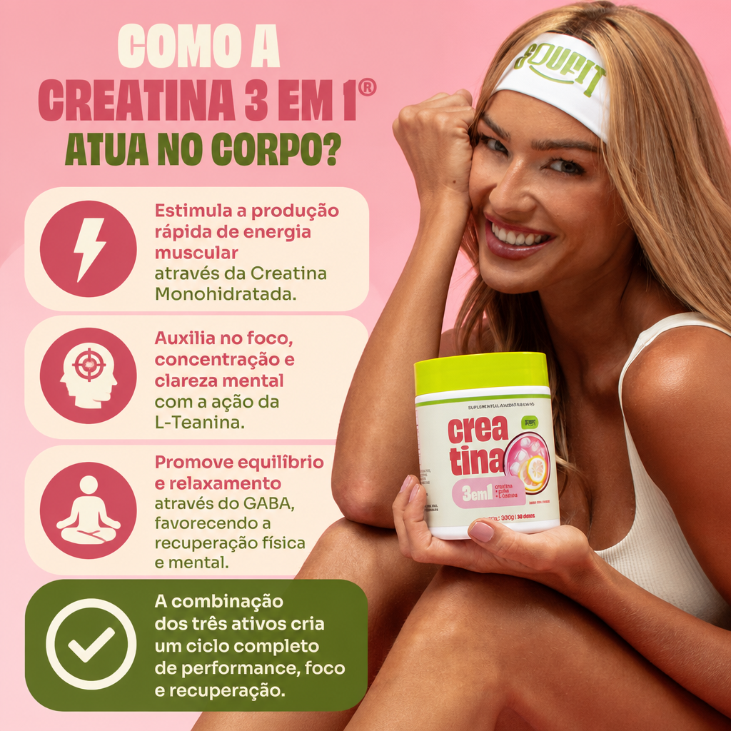 Creatina 3 em 1 com GABA + L-Teanina 300g